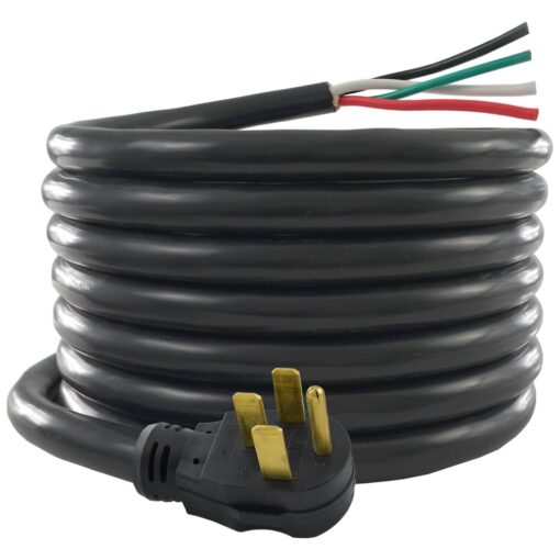 Conntek 14302 RV/Generator Power Cord 30-Foot 50 Amp Male Plug to Bare Wire, Black