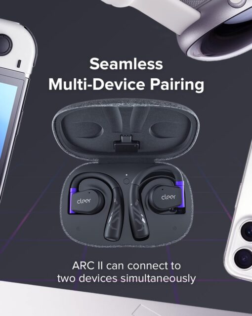 Cleer ARC II Gaming Earbuds - True Wireless Open Ear Headphones, Ultra-Low Latency, Snapdragon Sound, Bluetooth 5.3, USB-C Dongle, 35Hr Battery, Compatible with PS4, PS5, PC, Switch,White - Image 3