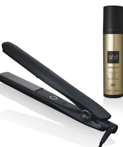 ghd Gold Styler Essentials Duo ― Gold 1" Flat Iron Hair Straightener (Black) with Bodyguard Heat Protection Hair Spray (4 fl. oz.)