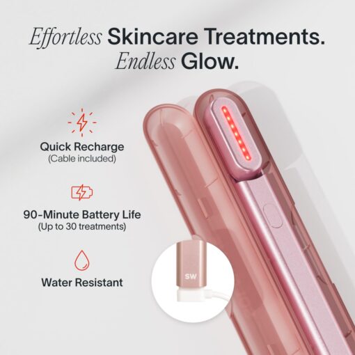 Solawave 4-in-1 Red Light Therapy Facial Wand | Anti-Aging Red Light Therapy for Face and Neck | Galvanic Microcurrent Gua Sha Facial Massager | Wrinkle Reduction | Solawave Original | Rose Gold - Image 3