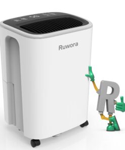 Dehumidifier 2500 Sq.Ft 30 Pint, Dehumidifiers with Drain Hose, 0.66 Gallon Water Tank, RUWORA Dehumidifiers for Home Basement Bedroom Bathroom, Overflow Protection, 24H Timer