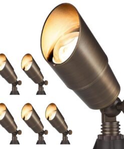 Gardencoin Solid Brass Outdoor Landscape Spotlights, 12V Heavy Duty Low Voltage LED Spot Light Waterproof for Garden and Yard Up Lighting, Bronze Accent Lighting Fixture Without Bulb, 6 Pack