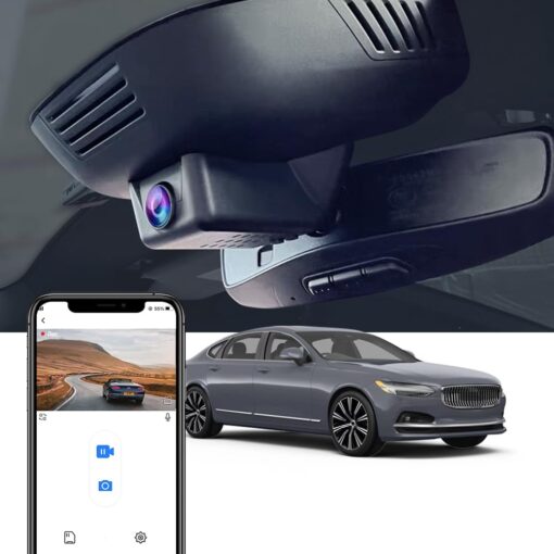 Fitcamx 4K Dash Cam Suitable for Volvo V90 XC60 S90 2022-2025 B5 B6 T8 (Model B), OEM Factory Look, 2160P UHD Video, Built-in WiFi & APP, Loop Recording, G-Sensor, Easy to Install, 64GB Card