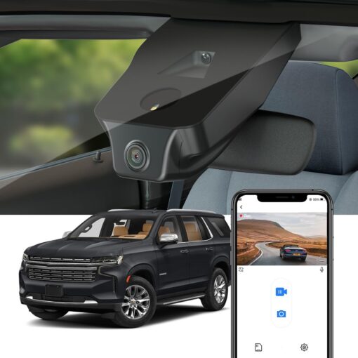 Fitcamx 4K Dash Cam for 2021-2025 Chevy Tahoe LS LT RST Premier Z71 High Country (HD2-4925) with Auto-Dimming, OEM Style, 2160P UHD Video, WiFi & APP, Loop Recording, G-Sensor, Plug & Play, 64GB Card