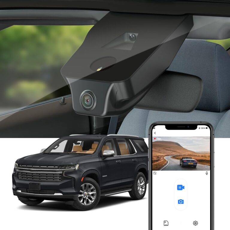 Fitcamx 4K Dash Cam for 2021-2025 Chevy Tahoe LS LT RST Premier Z71 High Country (HD2-4925) with Auto-Dimming, OEM Style, 2160P UHD Video, WiFi & APP, Loop Recording, G-Sensor, Plug & Play, 64GB Card