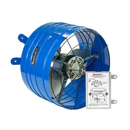QuietCool AFG PRO-2.0 Attic Fan for Gable Vents - 1945 CFM - Adjustable Thermostat - 20ft Power Cord - Plug-and-Play - Two Speed Capable