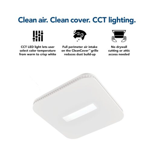 Broan-NuTone, 110 CFM AER110CCTK CleanCover Bath, 1.0 Sone, with Selectable CCT LED Light, ENERGY STARBath Fan, White - Image 3