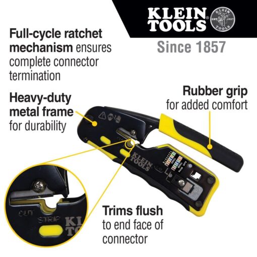 Klein Tools VDV500-920 Wire Tracer Tone Generator and Probe Set with RJ45 Port & VDV226-110 Ratcheting Modular Data Cable Crimper/Wire Stripper - Image 2