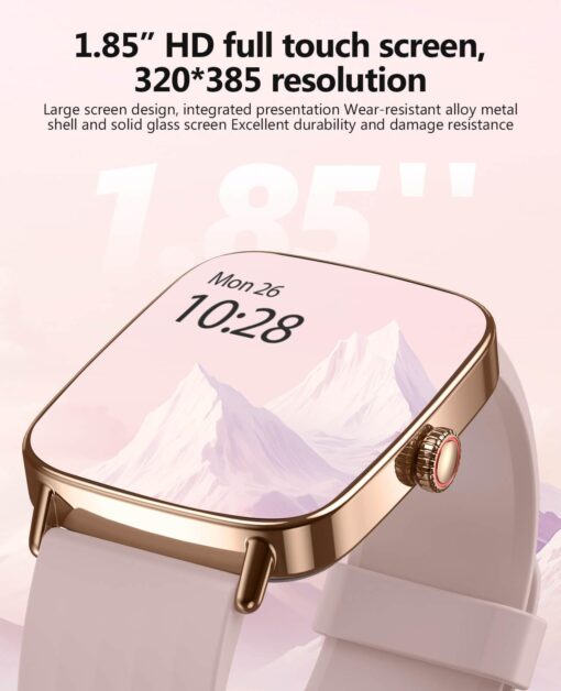 2025 Smart Watches for Women, 1.85" AI Voice Smartwatch, 24/7 Heart Rate Monitor, Stress/SpO2/Sleep Tracker, IP68 Waterproof, Weather, 100+ Sports Fitness Tracker for Android iOS Pink - Image 2