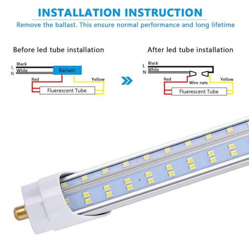 BSK.BESTKA (10-Pack),8 Foot LED Bulbs,120W 19000lm 6000K Cold White, Super Bright, T8 T10 T12 LED Tube Lights, V Shaped 8FT LED Tube Light 270 Angle,FA8 Single Pin LED Lights, Clear Cover - Image 4