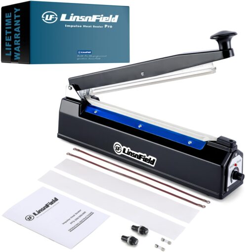 LinsnField Sealer Pro - 20 inch - 5mm Sealing Width - Impulse Heat Sealer Most Heavy Duty for Strong, Secure Sealing for Long Term Food Storage, Black