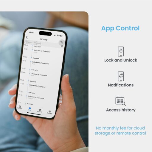 Lockly Secure Pro Bluetooth Smart Door Lock, Keyless Entry with PIN Genie® Digital Keypad, 3D Biometric Fingerprint Sensor Front Door Lock Deadbolt, Voice Control & Auto Lock - Deadbolt Edition - Image 6