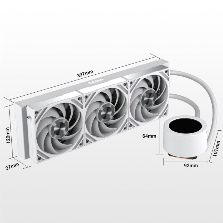 SAMA Q70 White CPU Liquid Cooler, 360MM Water AIO CPU Cooler with 2.8" LCD Display, Magnetic Detachable, XT120 Modular Fans LCP Blade, Bonus Stands, Support 115X, 2011, 1200, 1700, 1851， AM4, AM5 - Image 5