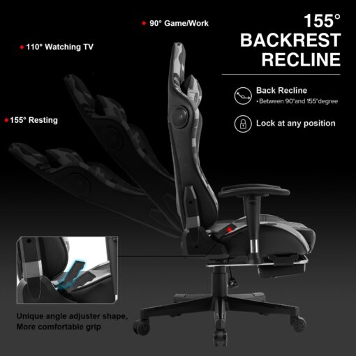 GTRACING Gaming Chair with Footrest Speakers Video Game Chair Bluetooth Music Heavy Duty Ergonomic Computer Office Desk Chair - Image 6