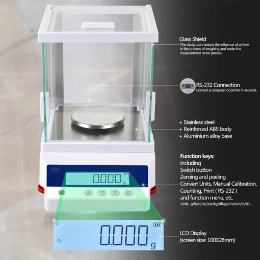 RUISHAN 300g x 1mg Lab Analytical Balance Scale | 0.001g High Accuracy Electronic Scientific Scale Jewelry Gold Scale .001 Digital Gram Weighs Scale Centigram Scale, Calibrated Scale, Chemistry Scale - Image 8