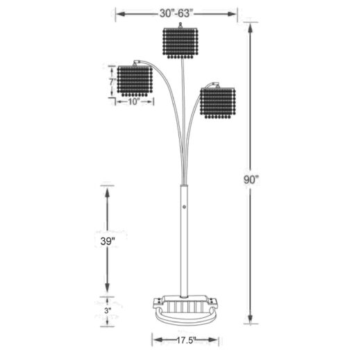 Coaster Home Furnishings Miriam Modern Glam 3-Light Hanging Crystal Drop Shade Arc Floor Lamp Chrome 901484 - Image 2
