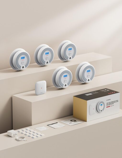 X-Sense Smart Smoke Detector Carbon Monoxide Detector Combo, Battery-Operated (Not AC Hardwired) Interconnected Combination Smoke Carbon Monoxide Detector, 5 Detectors with 1 Base Station, SC07-MR51 - Image 2