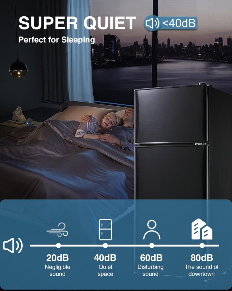 Kazigak Mini Fridge with Freezer, 3.5 Cu.Ft Compact refrigerator, Small Fridge with 7 Adjustable Thermostat, 2 Doors, For Dorm/Apartment/Office/Kitchen - Black - Image 5