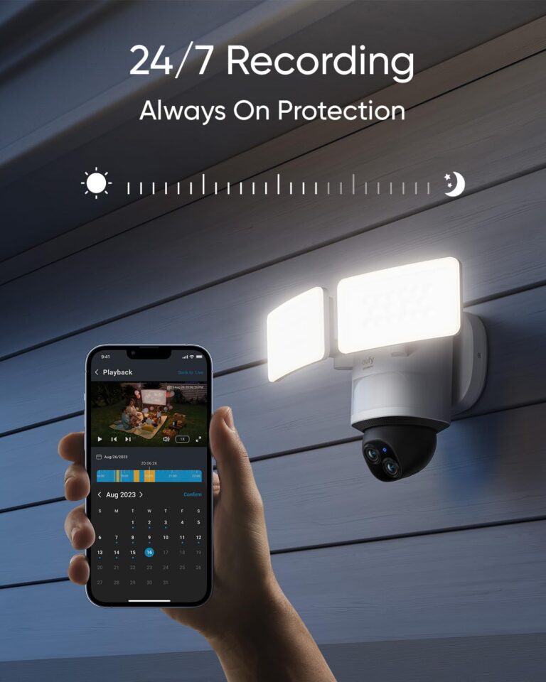 eufy Security Camera Floodlight Camera E340 Wired, Security Camera Outdoor, 360° PTZ, 24/7 Recording, 2.4G/5G Wi-Fi, 2000 LM, Motion Detection, Built-In Siren, Dual Cam, HB3 Compatible, No Monthly Fee - Image 4