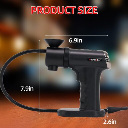 AnchorChef Smoking Gun Food Smoker,Cocktail Smoker Kit,Smoking Gun Wood Smoke Infuser Kit,Recommend as awesome gift for smoker food lovers.Gifts for Man, Dad, Husband (Black) - Image 2