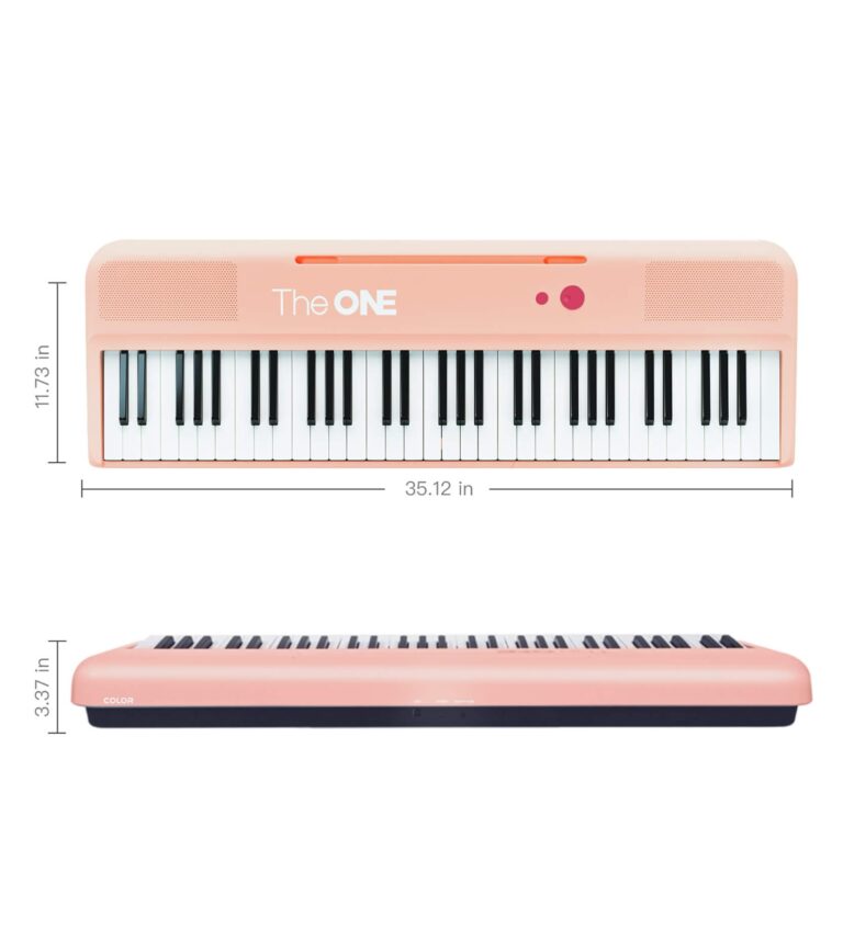 The ONE Smart Keyboard COLOR 61 Lighted Keys Piano Keyboard, Digital Piano for Beginners with 256 Tones, 64 Polyphony, Built-in LED Lights and Free Apps (Pink) - Image 2