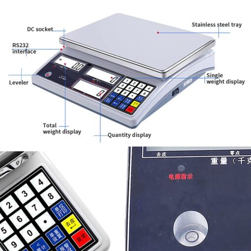 JAJKAFCL 30kg/1g Digital Kitchen Weighing Scales LCD Digital Precision Scales Tare Function Electronic Scale Balance(10kg/0.1g) - Image 8