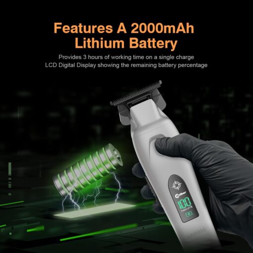 Caliber Laser+ Professional Hair Trimmer, Brushless Motor, LCD Display, DLC Blades, Cordless - Image 4