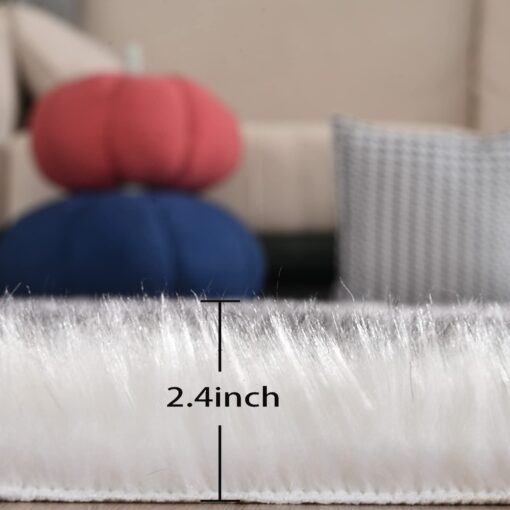 ORINOVA White and Grey Area Rugs 9x12 Living Room Large Washable Faux Fur Rugs for Bedroom Nursery Shaggy Sheepskin Fur Rectangle Rug - Image 3