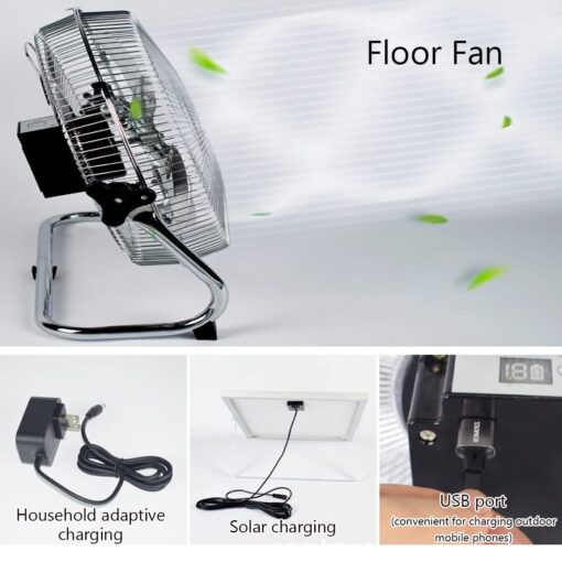 HSPLXYT 2023 Solar Charging Fan,High-Speed Quiet Camping Fan, Floor Fan,Use for Home, Bedroom Outdoor/Indoor,with 12 Speeds,USB - Image 8