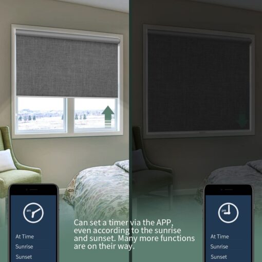 Yoolax Motorized Blinds with Remote, Blackout Smart Blinds Motorized Fabric Roller Shades Work with Alexa, Automatic Shades for Windows Custom Size (Dark Grey) - Image 4