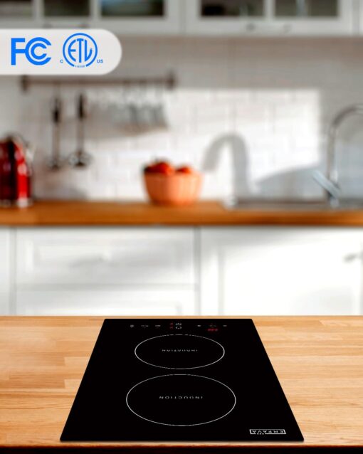 Empava Electric Stove Induction Cooktop Vertical with Dual Burners Vitro Smooth Surface 120V, 12 Inch, Black Ceramic Glass - Image 6