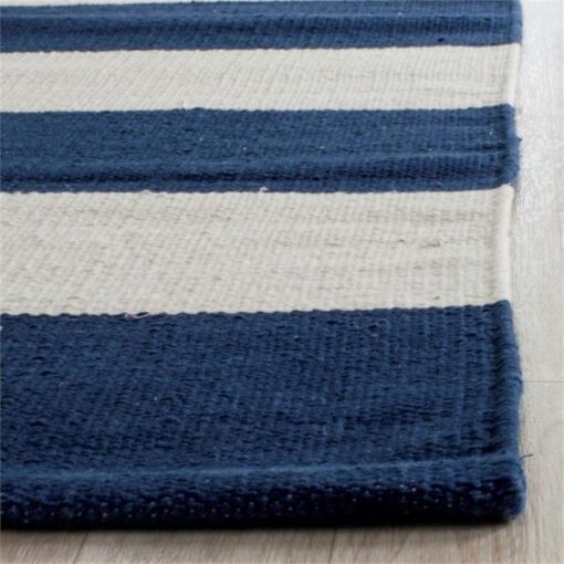 SAFAVIEH Montauk Collection X-Large Area Rug - 12' x 15', Navy & Ivory, Handmade Flat Weave Boho Farmhouse Cotton Stripe, Ideal for High Traffic Areas in Living Room, Bedroom (MTK712H) - Image 6