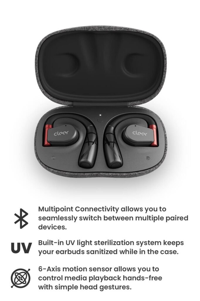 Cleer ARC II Sport Open Ear Headphones, True Wireless Ear Buds with Dual Mic, Sweat Resistant, Multi-Point Connect, 35 Hrs Playtime, Secure Fit, Bluetooth 5.3 Earbuds with Ear Hooks, Preset EQ, Black - Image 4
