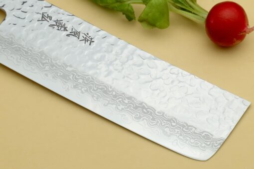 Yoshihiro VG10 46 Layers Hammered Damascus Nakiri Japanese Vegetable Knife (6.5'' (165mm) Rosewood Handle) - Image 7