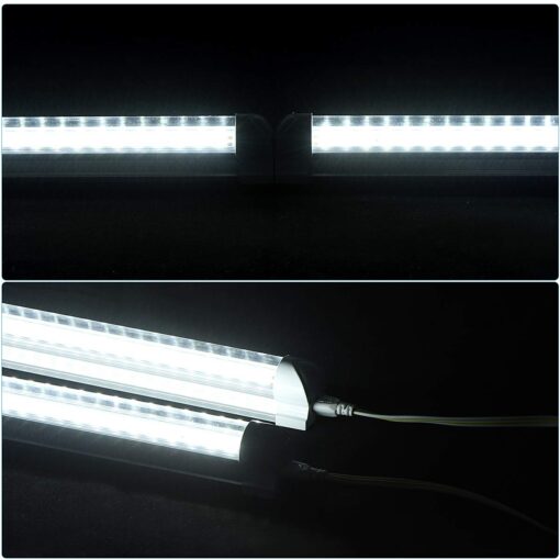 douyidou (12-Pack) 8ft LED Shop Light Fixture, 100W 15000LM 6000K, Cold White, V Shape, Clear Cover, Hight Output, Linkable Shop Lights, T8 LED Tube Lights for Garage 8 Foot with Plug - Image 4