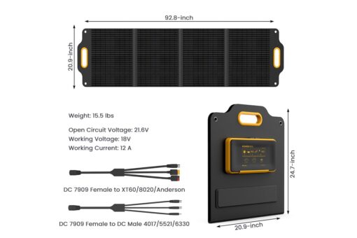 Powerness 200 Watt 18V Portable Solar Panel Solar Charger with LCD Digital Window, Foldable Solar Panel with USB-C Cable&USB-A Output for Portable Power Station Solar Generator, RV, Camping, Outdoors - Image 7