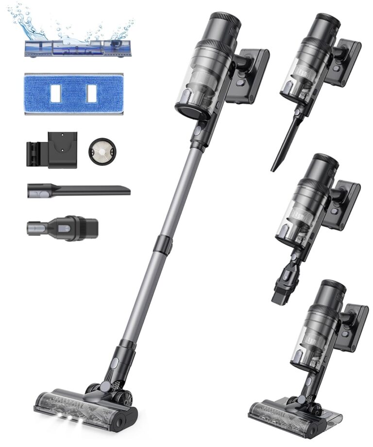 Proscenic Vacuum Cleaners,P11 Mopping Wet Dry Cordless Vacuum and Mop Combo All in one,High Suction Lightweight Stick Vacuum with LED Display,Long Runtime Ease of use Vacuum for Pet Hair(Grey)