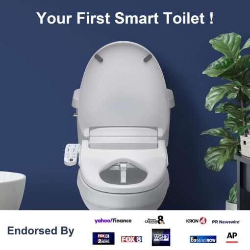 ZMJH 236D Bidet Toilet Seat, Round Smart Unlimited Warm Water, Vortex Wash, Electronic Heated, Warm Air Dryer, Rear and Front Wash, LED Light, Need Electricity, White (Round) - Image 2