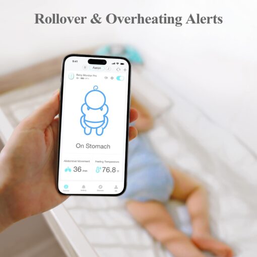 Sense-U Smart Baby Monitor Pro(Long Range) with Arousal Vibration, Audible & App Alerts Anywhere: Tracks Abdominal Movement, Rollover, Sleeping Position, Feeling Temperature, Wearable Sleep Monitor - Image 5
