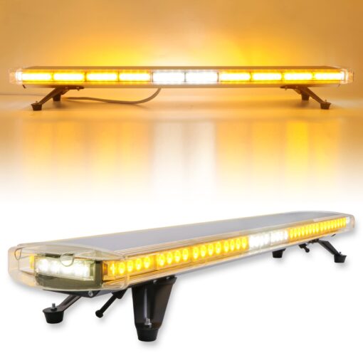CUMART 47" 88LED Extreme Bright Intensity Construction Emergency Warning Beacon Strobe Light Bar Rooftop Low Profile Law Enforcement Hazard Flashing for Tow Work Truck Vehicle Amber/White/Amber