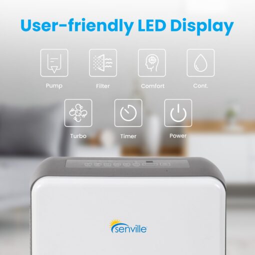 Senville 20 Pint Dehumidifier, Energy Star Certified, Washable Filter, Ideal for Basements, Bedroom, Living Space, Energy Star, Washable Filter, Up to 1,500 Sq. Ft., White - Image 6