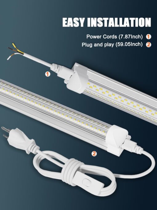 ELEKICO 6 Pack 100w 8ft Led Shop Light, Super Bright 15000lm 5000k V Shape 8' Led Shop Lights, Linkable 8 Foot Led Shop Lights for Garage Warehouse, Supermarket, Basement, Barn, Storage Area - Image 4