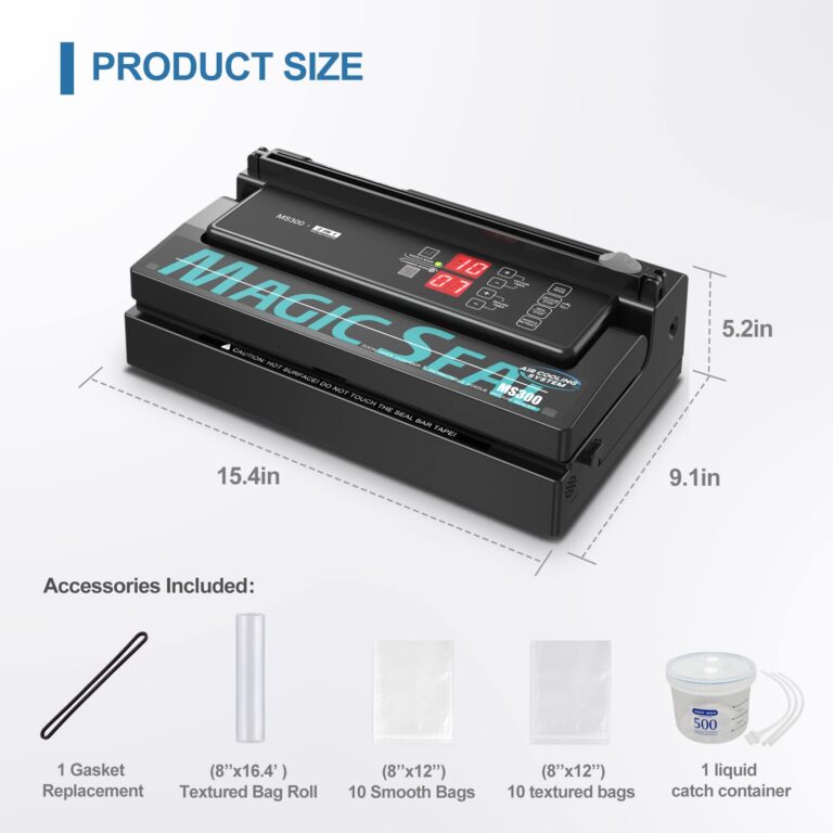 MAGIC SEAL MS300 Precision Vacuum Sealer Machine, Commercial Double Pump Food Sealer with Built-in Auto Cooling System, Compatible with Mylar, Smooth and Embossed Bags, Extra Wide 8 mm Seal - Image 2