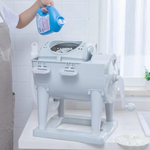 Portable Hand-Operated Drum Washing Machine, Non-Electric Manual Clothes Washer Dehydration, Hand Crank Laundry Wringer Washing Machine, Spin Dryer for Camping Apartments RV Dormitory Business Trip - Image 3