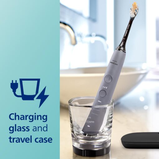 Philips Sonicare DiamondClean Smart 9300 Electric Toothbrush, Sonic Toothbrush with App, Pressure Sensor, Brush Head Detection, 4 Brushing Modes and 3 Intensity Levels, Grey, Model HX9903/45 - Image 3