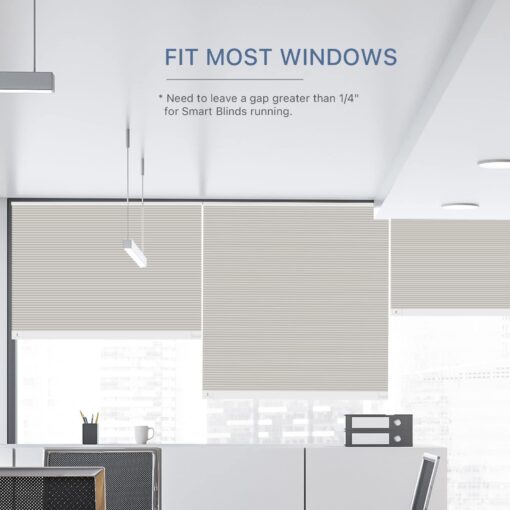 THIRDREALITY ZigBee Smart Blind, Motorized Blackout Window Shades with Remote, Cordless Honeycomb Blinds, Automatic Height Setting, AA Batteries Powered, 31" W x 72" H Beige/White - Image 4