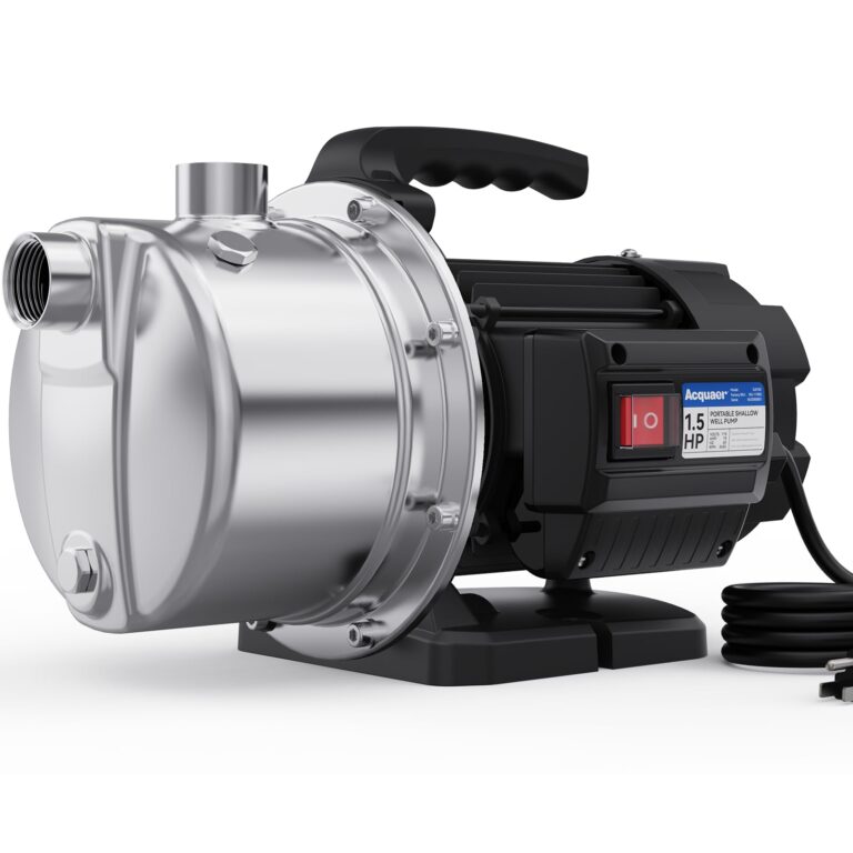 Acquaer 1.5 HP Portable Shallow Well Pump Garden Pump, Stainless Steel, 1210 GPH, 115V Sprinkler Pump Water Transfer Draining Irrigation Pump for Water Removal and Lawn Garden