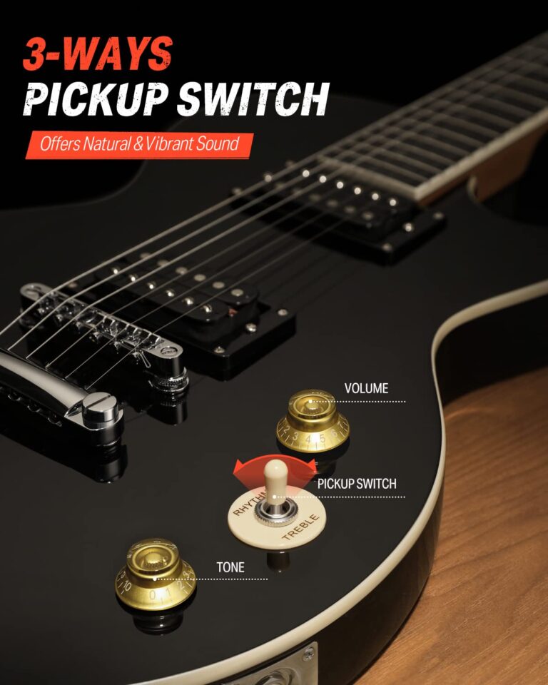 Donner Electric Guitar LP Solid Body, Full-Size 39 Inch Electric Guitar Beginner Kit Black with Bag, Cable, Strap, DLP-124B - Image 7
