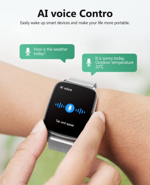 2025 Smart Watches for Women Men, 1.85" AI Voice Smartwatch, 24/7 Heart Rate Monitor, Stress/SpO2/Sleep Tracker, IP68 Waterproof, Weather, 100+ Sports Fitness Tracker for Android iOS Silver Metal - Image 6