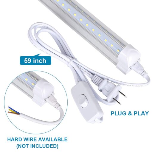 douyidou (12-Pack) 8ft LED Shop Light Fixture, 100W 15000LM 6000K, Cold White, V Shape, Clear Cover, Hight Output, Linkable Shop Lights, T8 LED Tube Lights for Garage 8 Foot with Plug - Image 7